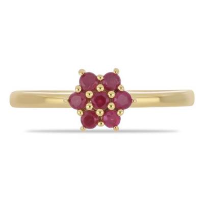 BUY STERLING SILVER NATURAL GLASS FILLED RUBY GEMSTONE CLUSTER RING